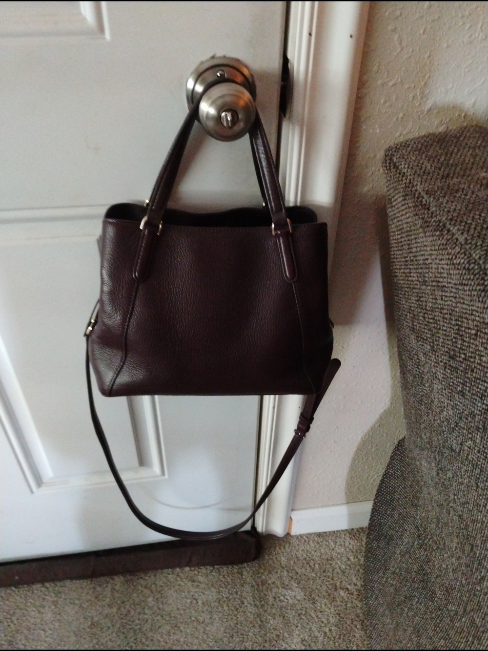 kate spade Pebbled Leather Satchel in Deep Brown